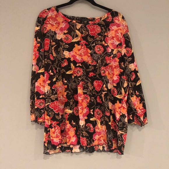 Context 2x Polyester see through floral top - Picture 1 of 4